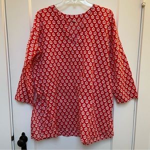 Red & white cotton tunic